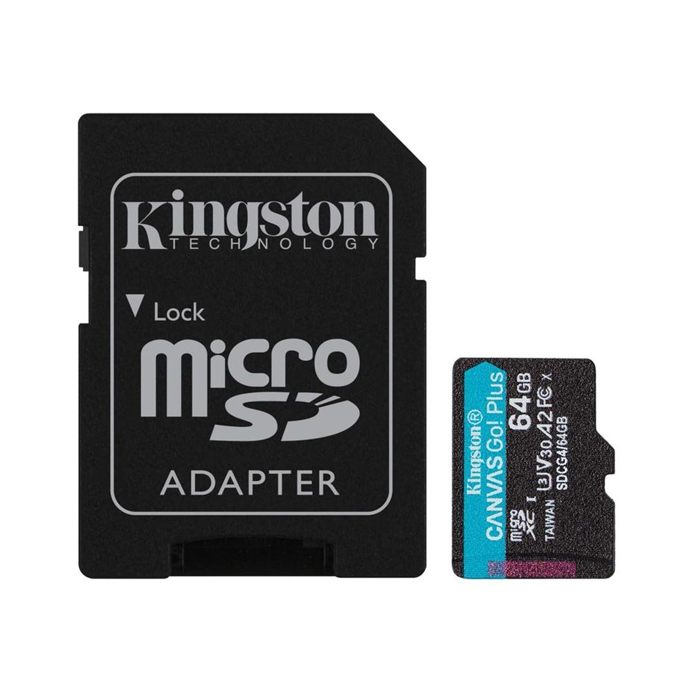 Tarjeta de Memoria MicroSDXC Kingston Canvas Go! Plus 64GB UHS-I U3 + Adaptador SD