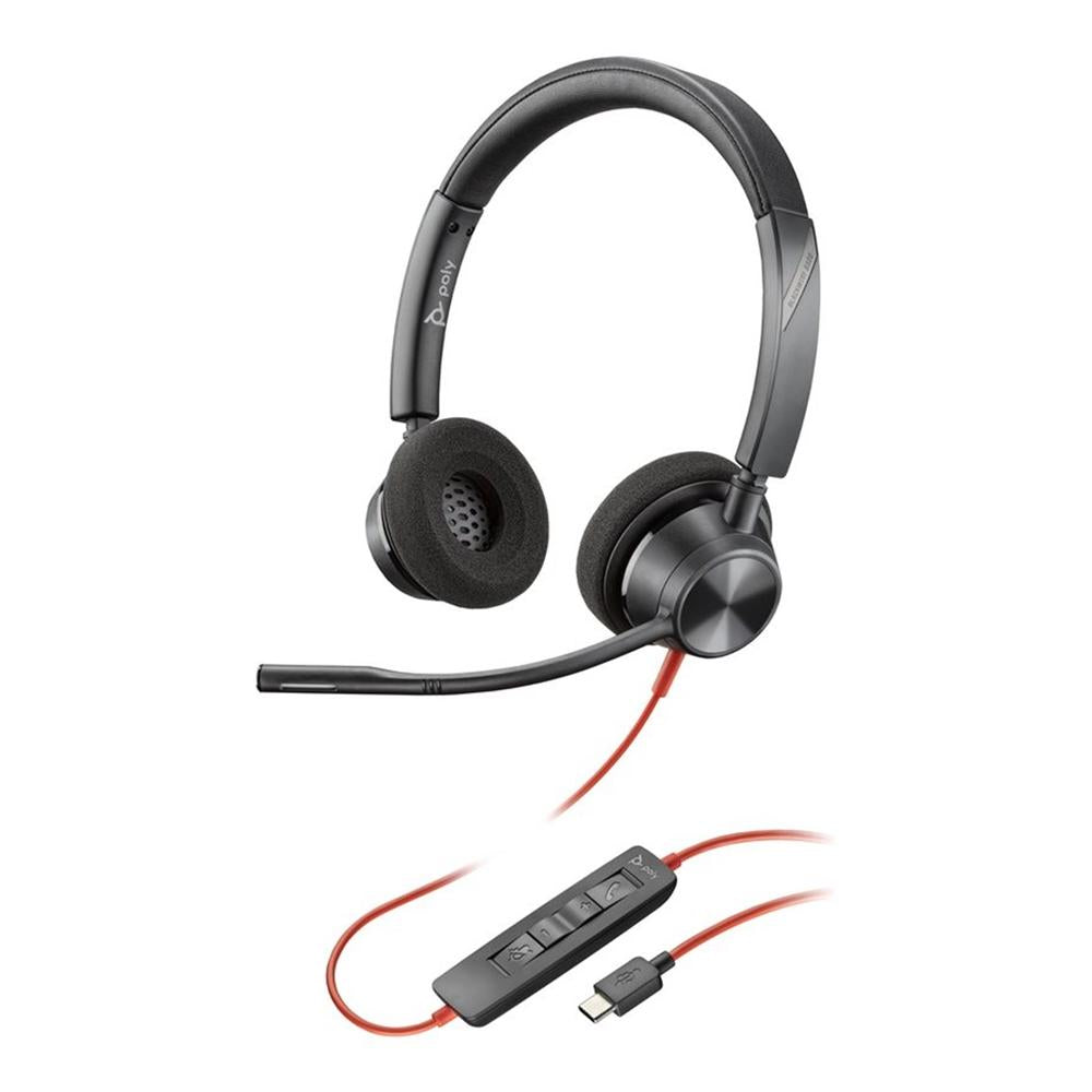 Auriculares Poly Blackwire 3320 Stereo USB-C con Micrófono Boom y Cancelación de Ruido