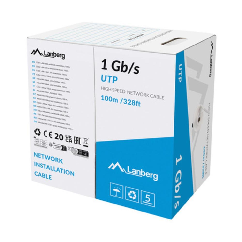 Bobina de Cable Ethernet Lanberg U/UTP RJ45 CCA AWG 23 - 100m Gris