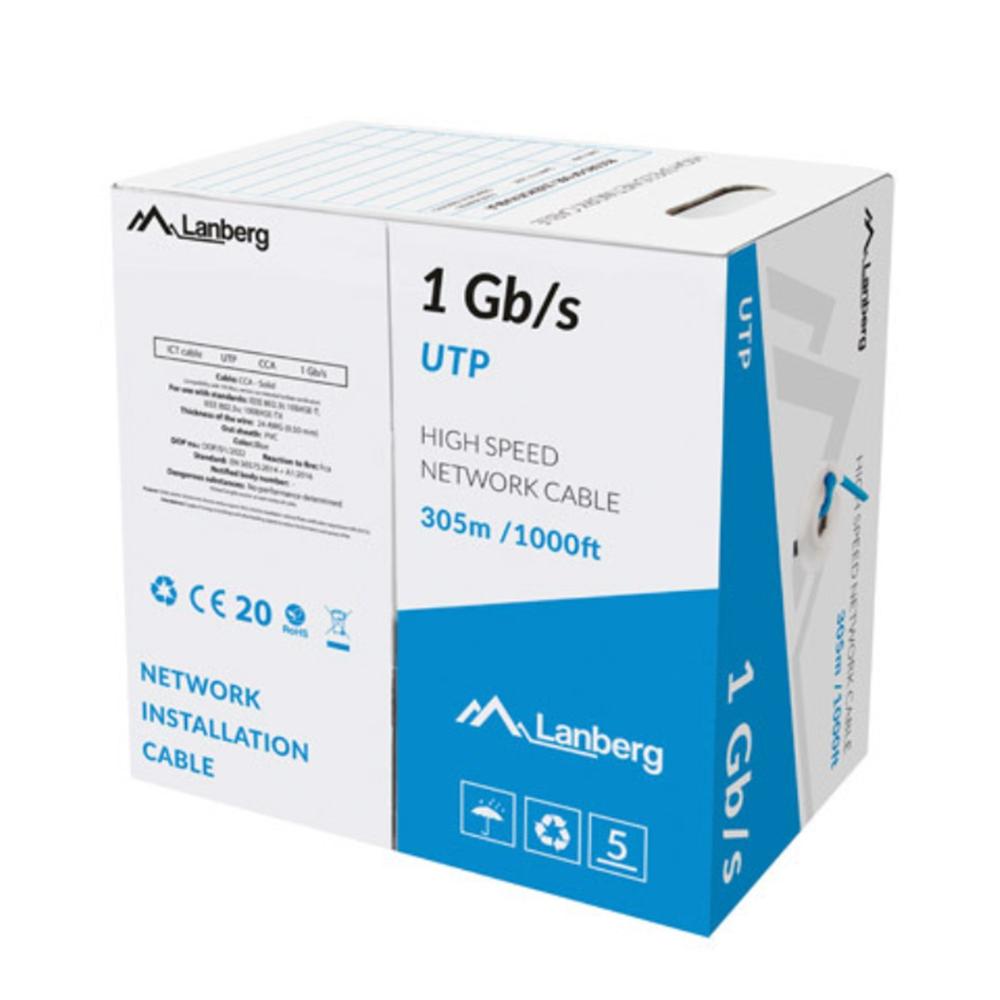 Cable Ethernet UTP Lanberg 305m AWG23 Azul Sin Conectores 1000 Mbit/s
