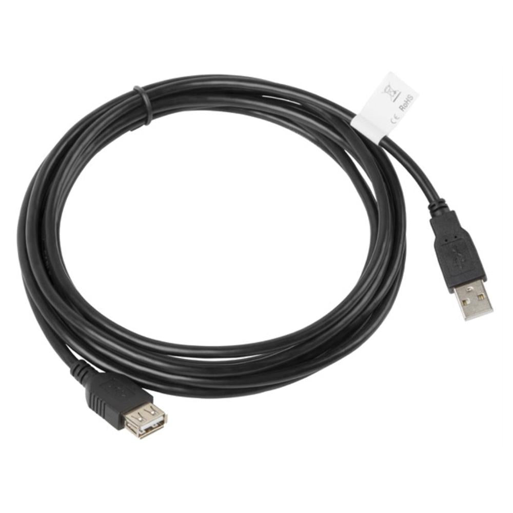 Cable USB 2.0 Alargador Lanberg Macho-Hembra 3m Negro