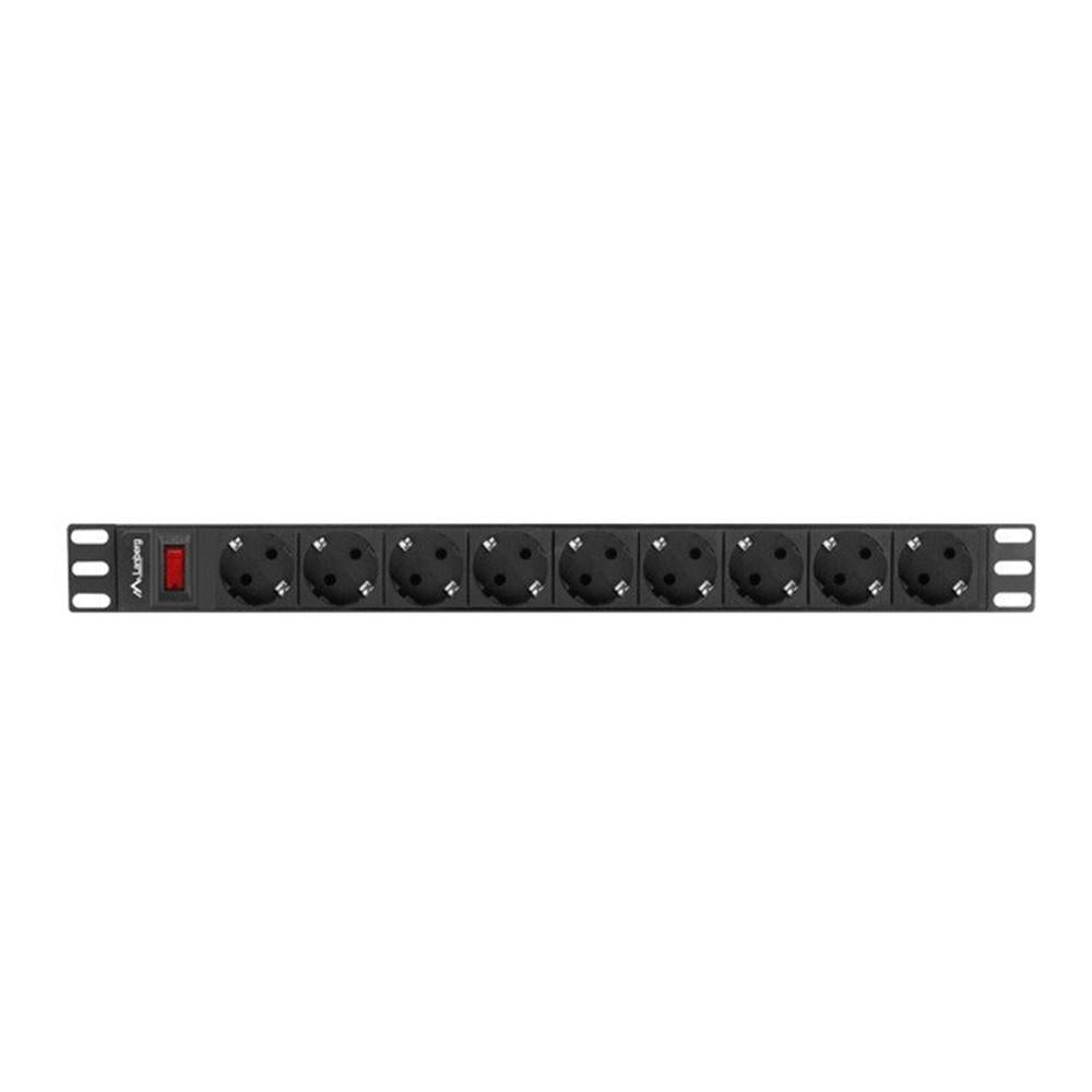 Regleta Lanberg 1U 16A 9x Schuko para Rack 19" - 3m Negra