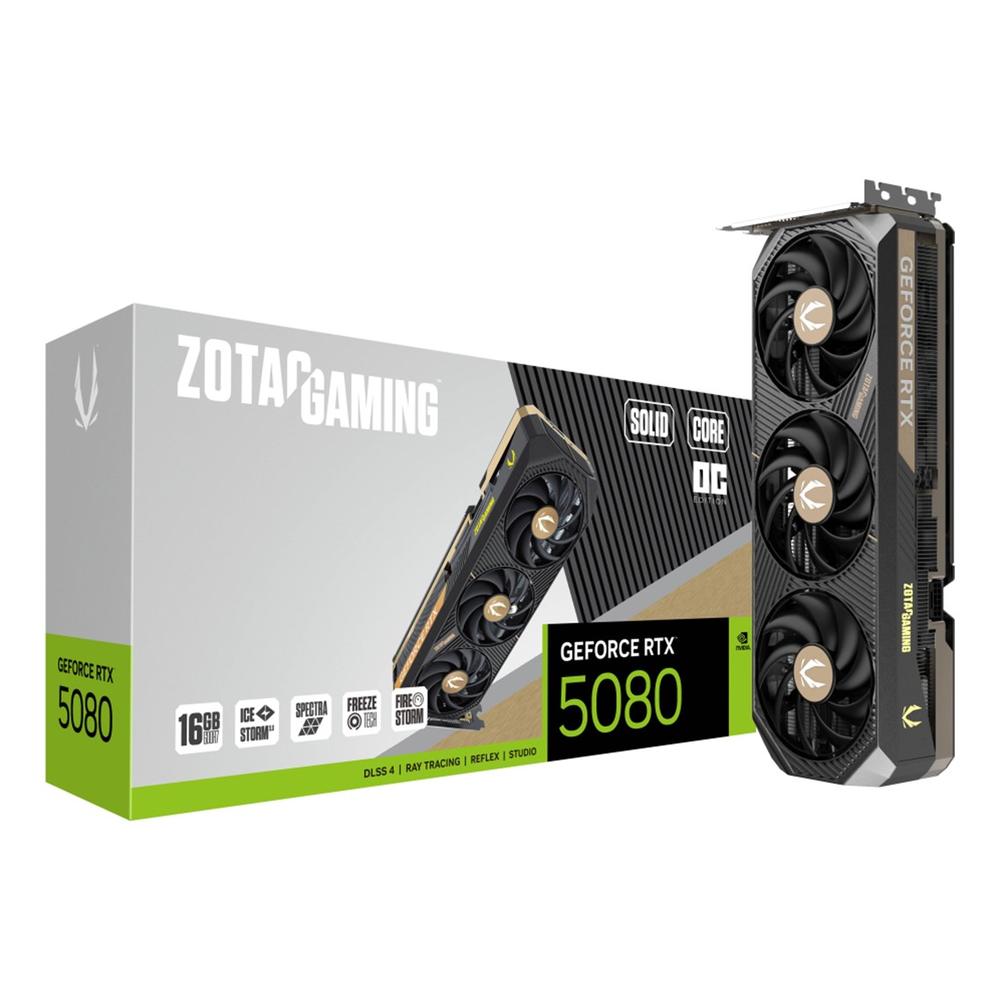 Tarjeta Gráfica Zotac Gaming 5080 Solid Core OC 16GB GDDR7 - Rendimiento 4K y Ray Tracing