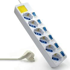 Regleta Ewent EW3932 de 6 Tomas con Interruptores Iluminados y Protección Infantil