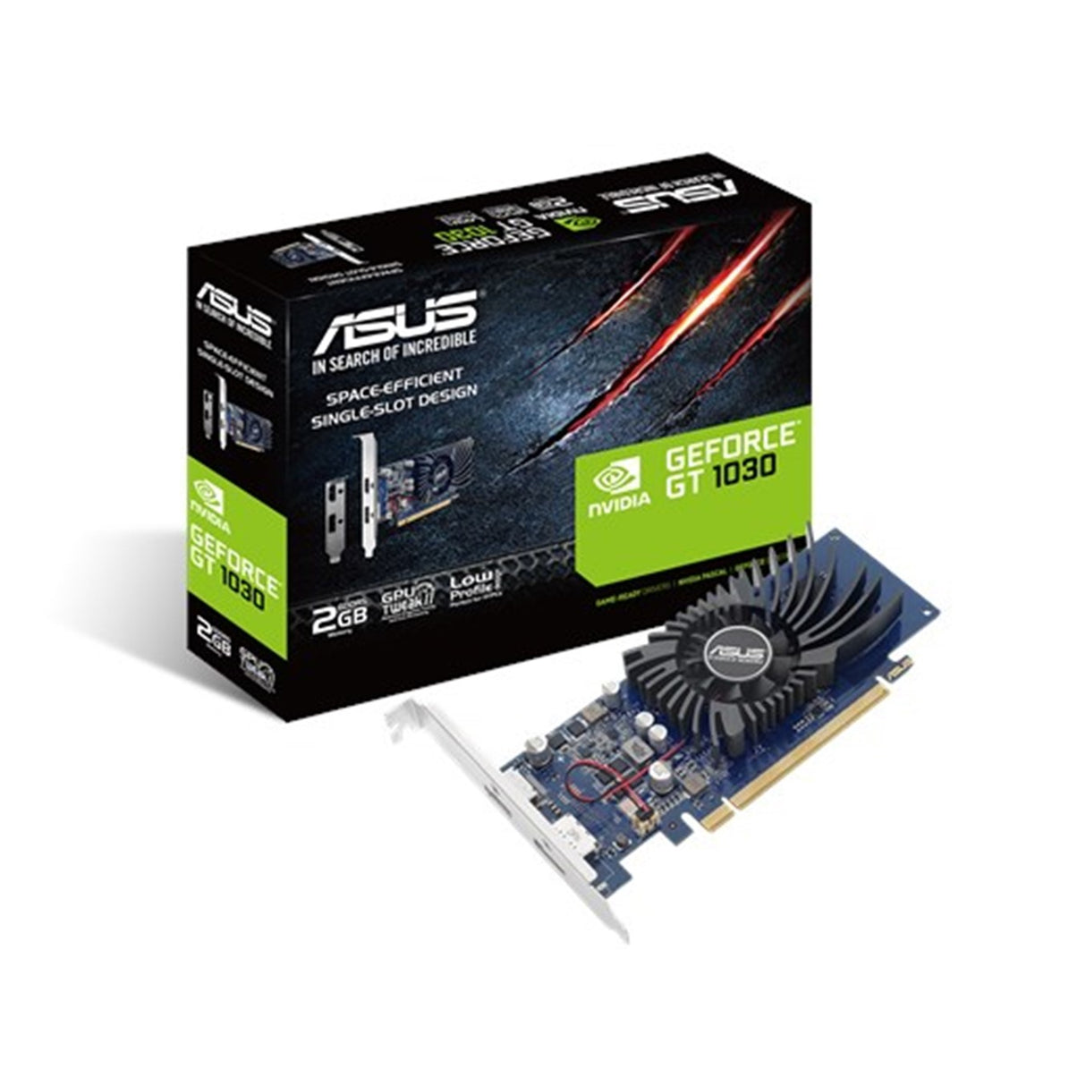 Tarjeta Gráfica ASUS GeForce GT 1030 2GB GDDR5 - Bajo Perfil con HDMI y DisplayPort