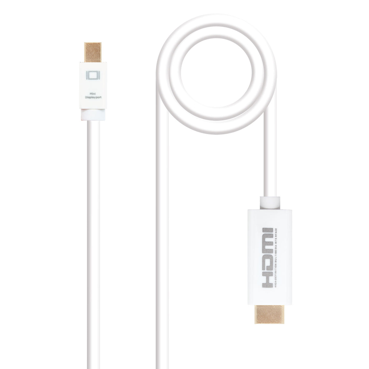 Cable Conversor Mini DP a HDMI de 2.0 m - Blanco, Alta Calidad y Soporte 4K