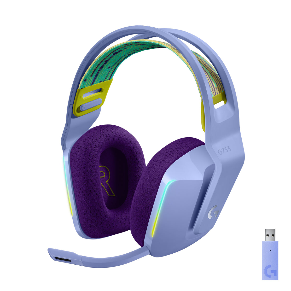 Auriculares Logitech G733 Wireless con Micrófono RGB Lila para Gaming