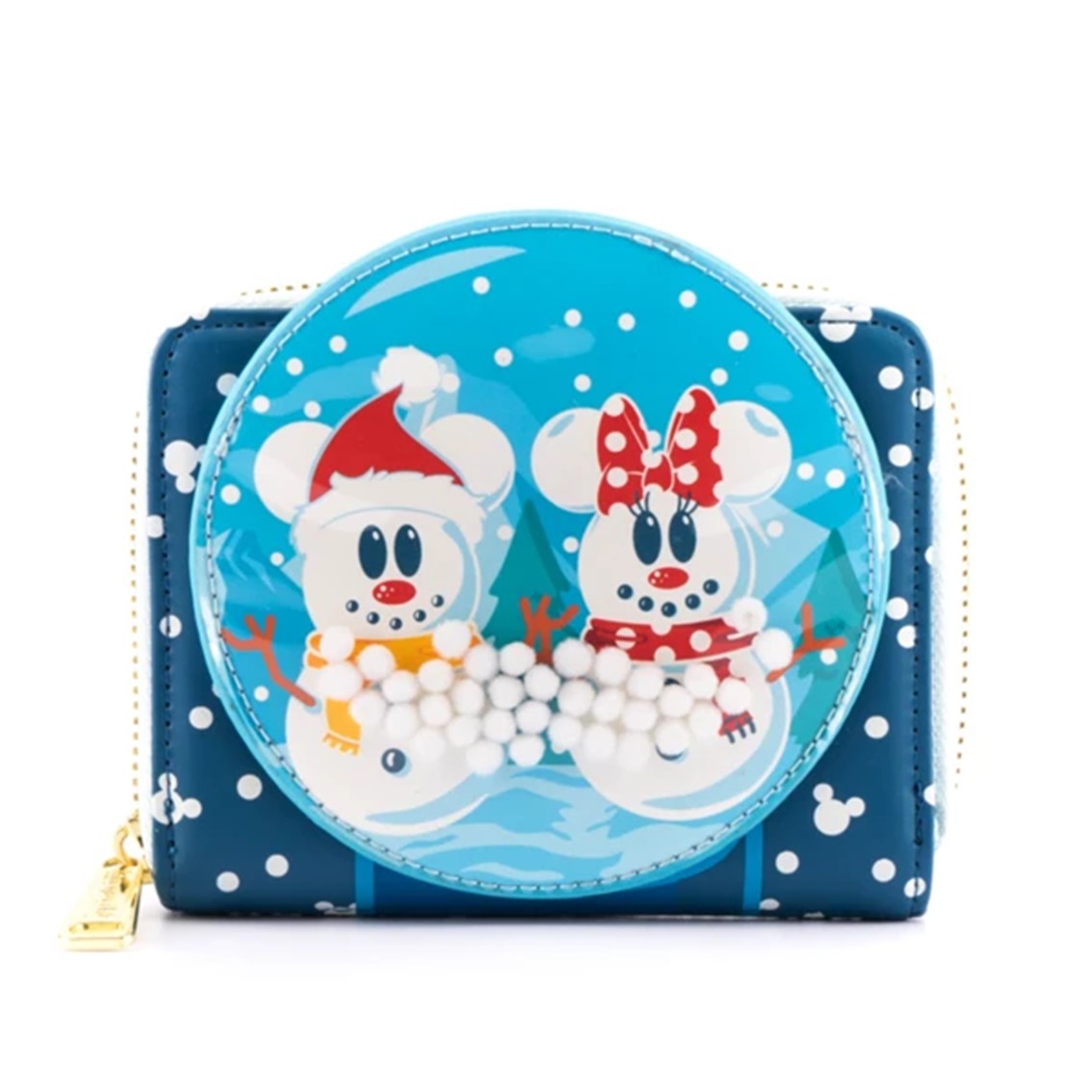 Billetera Loungefly Disney Snowman Mickey y Minnie con Pompones