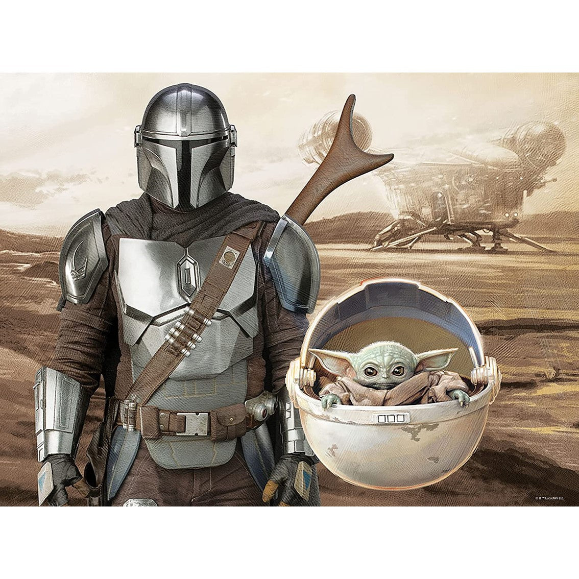 Puzzle Lenticular Prime 3D 500 Piezas: Mando y Grogu de El Mandaloriano