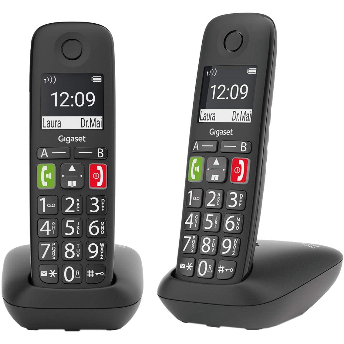 Telefono fijo inalambrico Gigaset E290 Duo negro 300 números 42 tonos