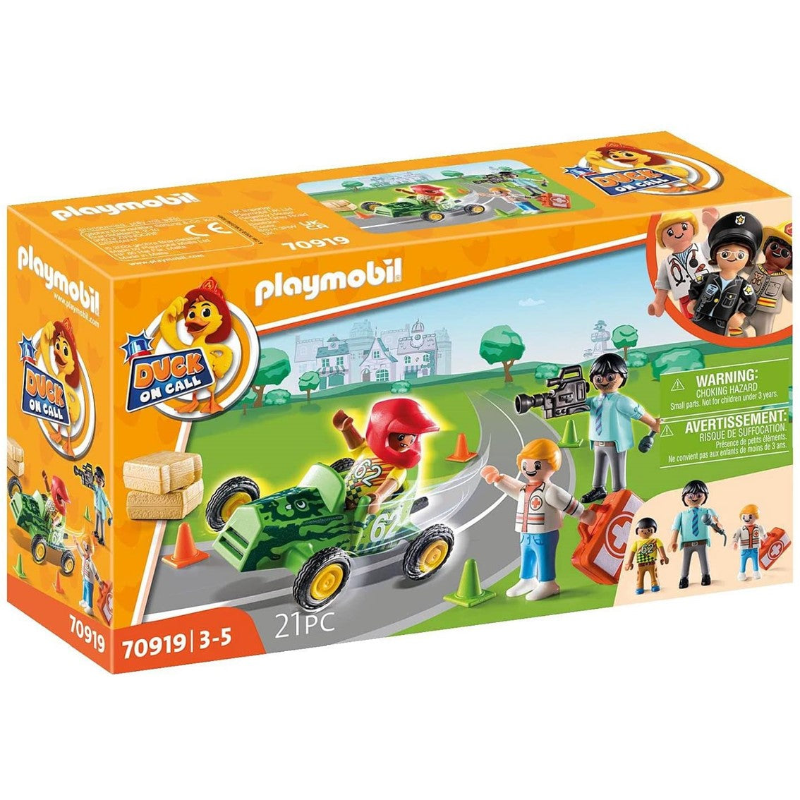 Playmobil Duck on Call: Ambulancia de Rescate y Piloto de Carreras