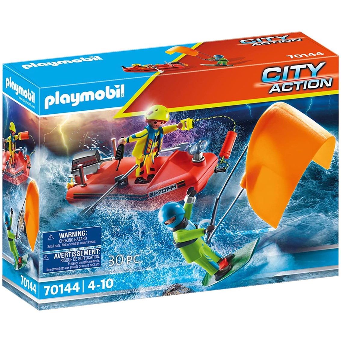 Rescate Marítimo Playmobil: Kitesurfista en Problemas con Bote de Rescate