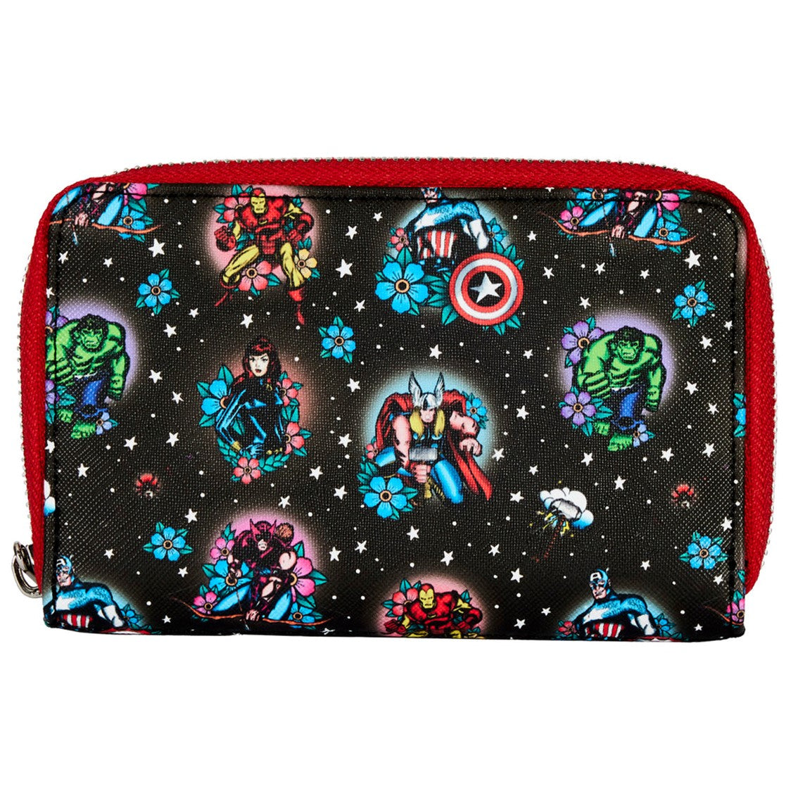 Cartera Loungefly Funko Marvel Avengers Tattoo con diseño floral