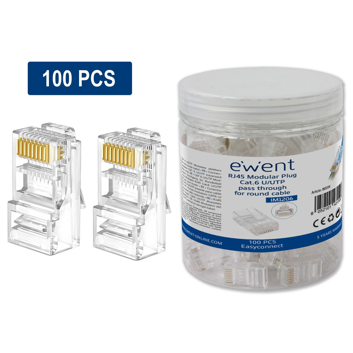 Conector RJ45 Ewent EasyConnect IM1206 Cat.6 U/UTP - 100 Unidades