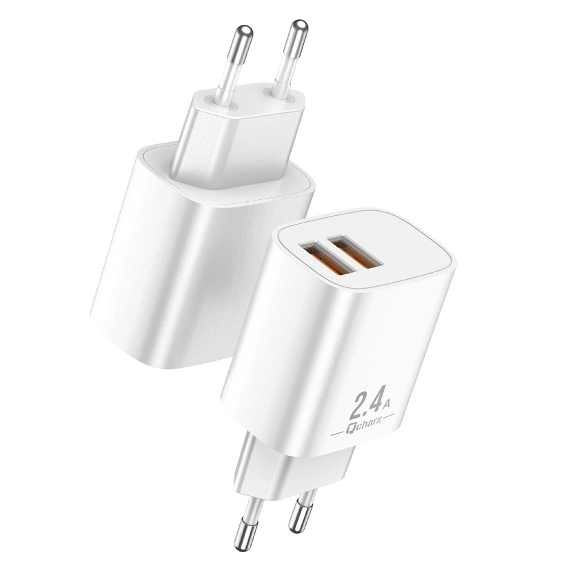 Cargador Qcharx Apolo 2.4A de Doble Puerto USB - Blanco
