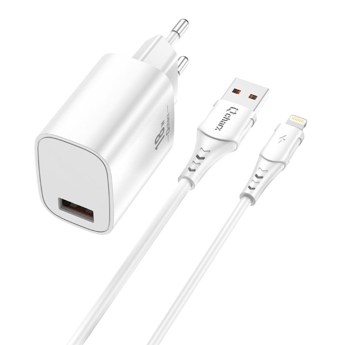 Cargador Rápido Qcharx Artemisia 3A 18W con Cable USB Lightning Blanco