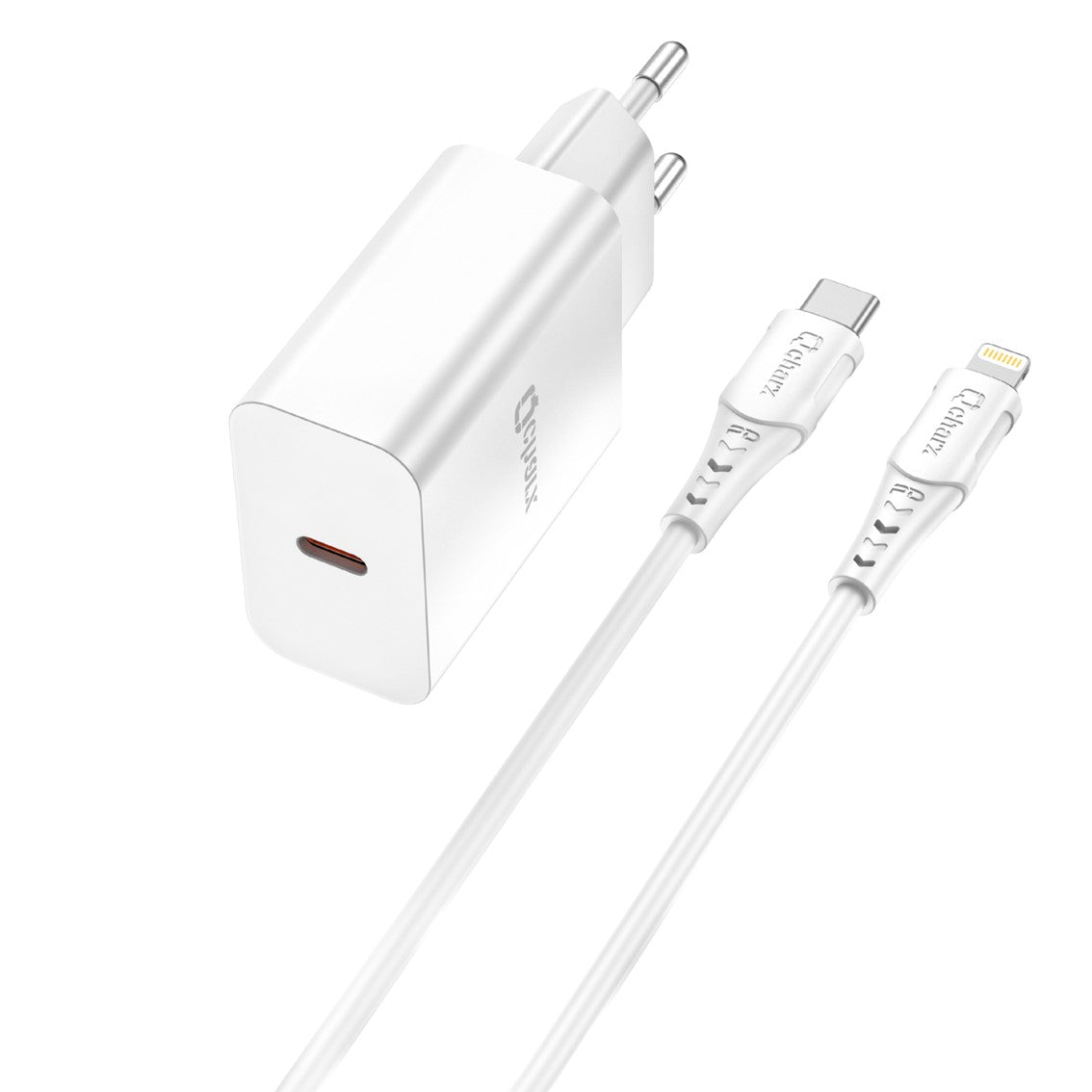 Kit Cargador Qcharx Chronos 20W Rápido con Cable Tipo C a Lightning