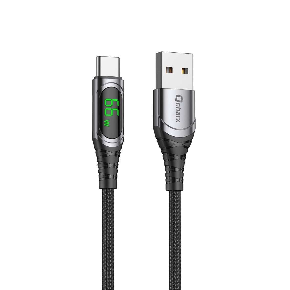 Cable Menorca USB A a Tipo C 3A 66W con Pantalla LED - 1m - Aluminio Negro