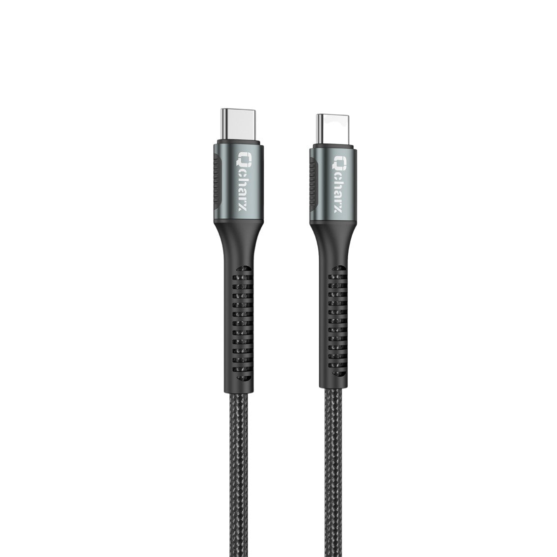 Cable Qcharx Prague Tipo C a Tipo C 100W 3A - 1m Trenzado Negro Anti-Rotura