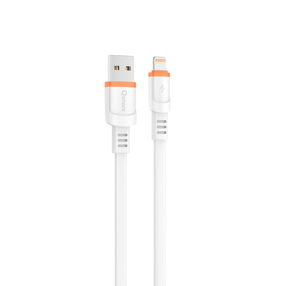 Cable Rome USB a Lightning 3A - 1m, Diseño Plano PVC Blanco y Naranja