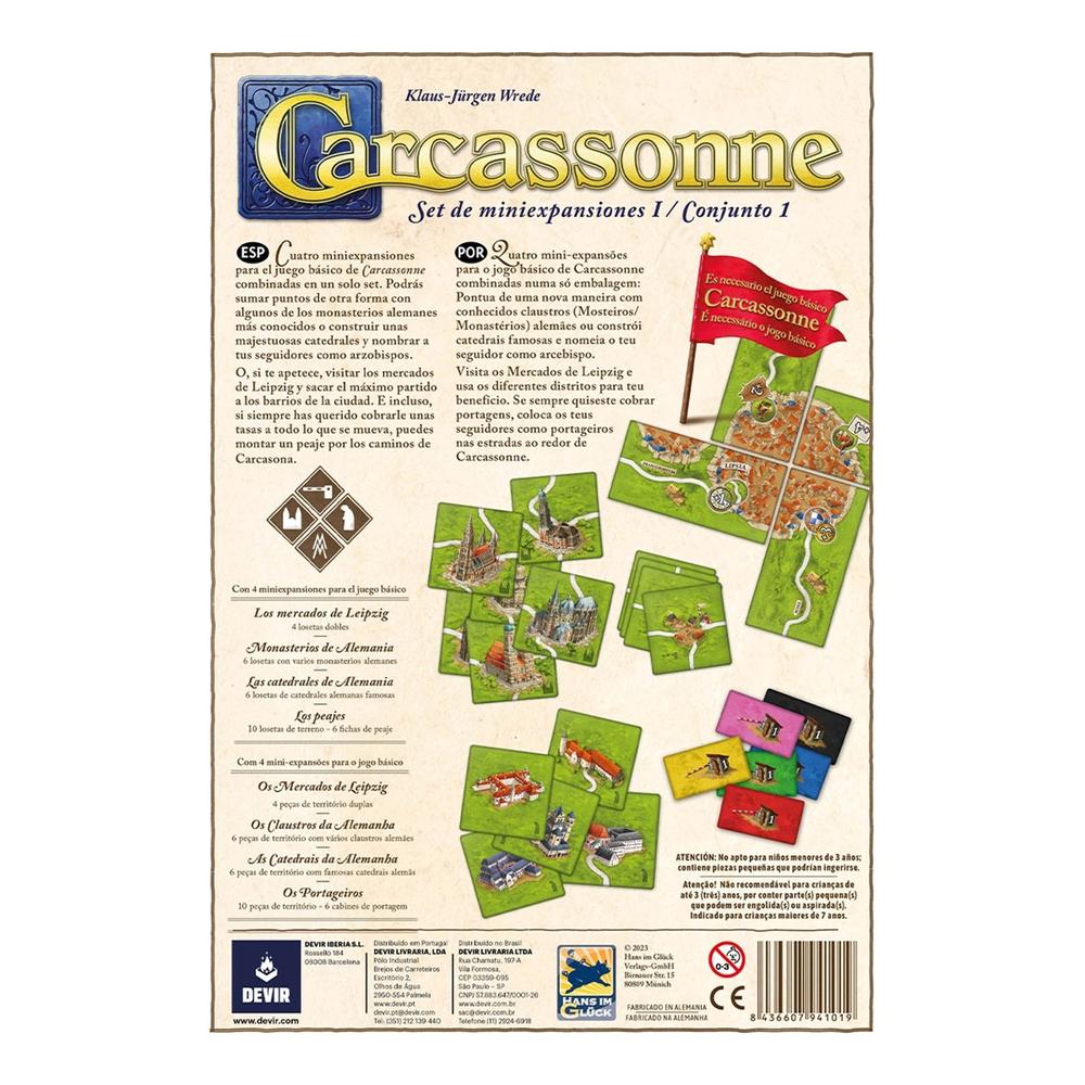 Expansiones Reunidas de Carcassonne: Mercados, Monasterios y Peajes