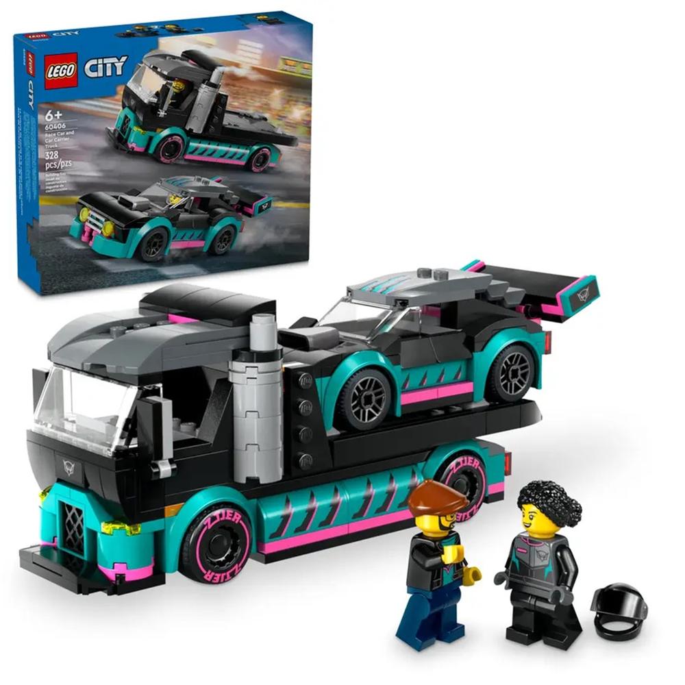 LEGO City Coche de Carreras y Camión de Transporte (60406)