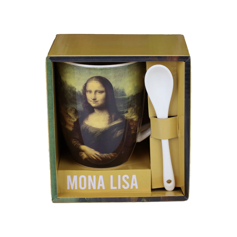 Taza de Cerámica Enesco Mona Lisa con Cuchara Elegante