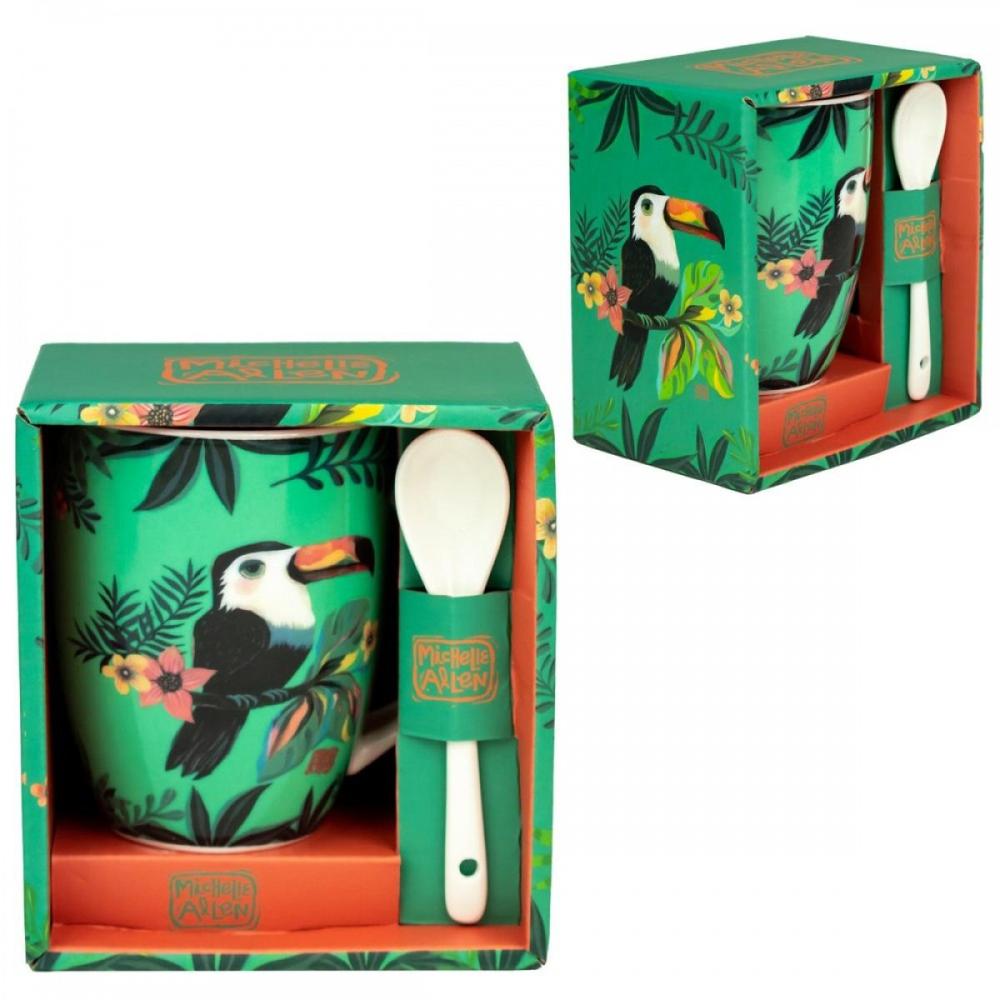 Taza de cerámica con cuchara Tucán - Diseño Michelle Allen