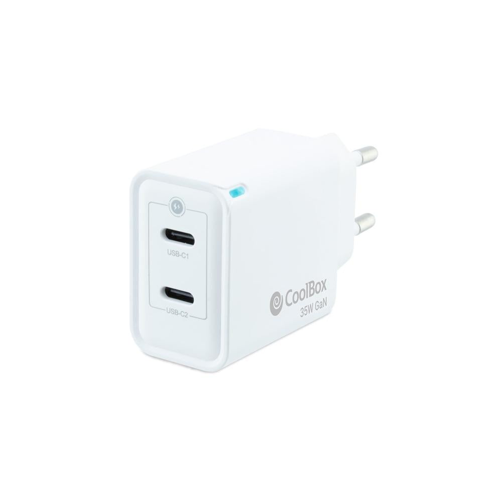 Cargador USB de Pared Coolbox 35W con 2 Puertos USB-C