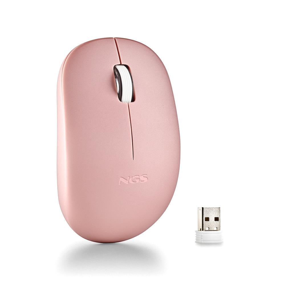 Ratón Inalámbrico NGS Fog Pro Rosa - 1000 DPI, Silencioso y Ambidiestro