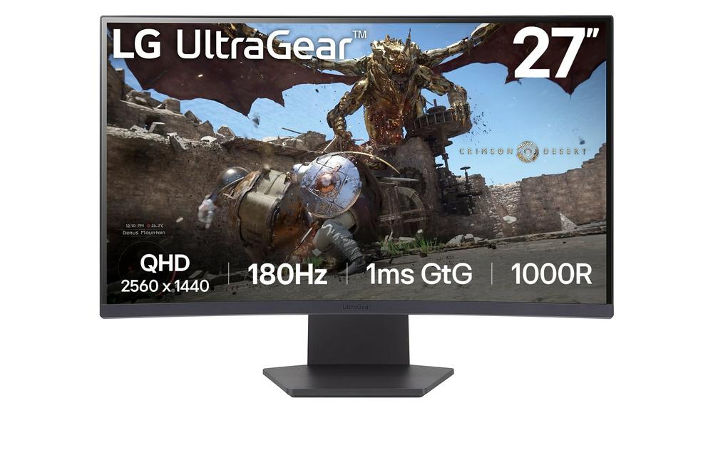 Monitor Curvo LG 27GS60QC-B 27" QHD 2560x1440, 1ms, 180Hz, HDMI y DisplayPort