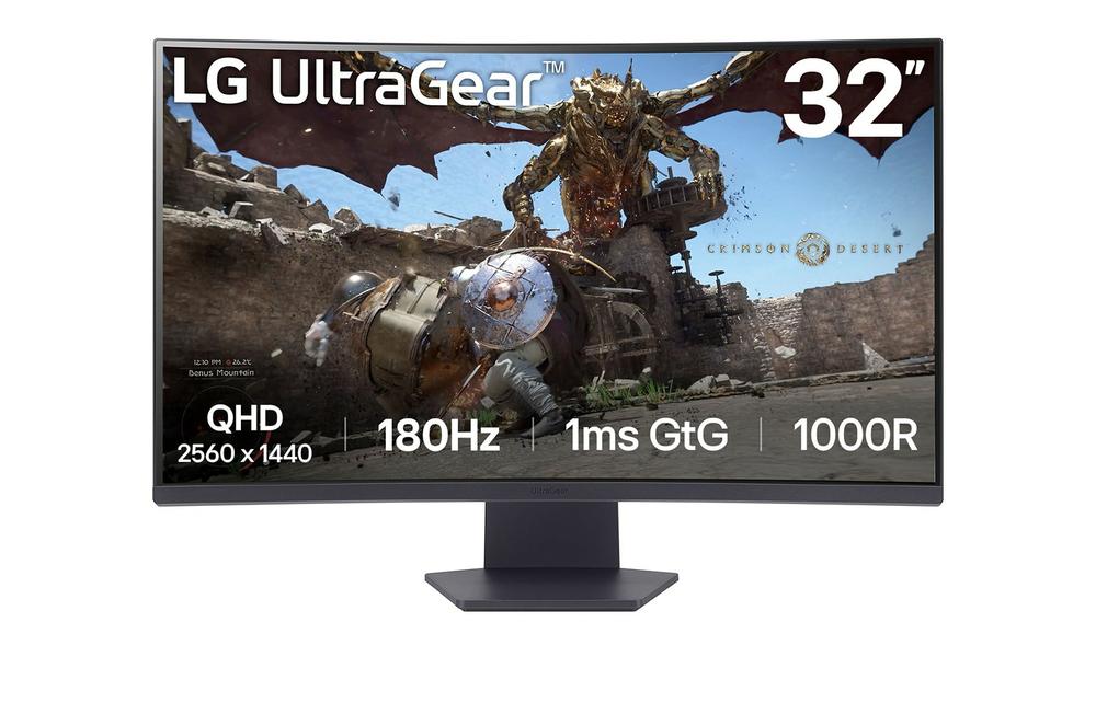 Monitor LG Curvo 32GS60QC de 31.5 pulgadas Quad HD 2560x1440, 1ms, HDMI y DisplayPort
