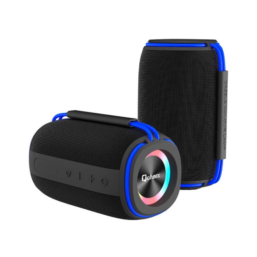 Altavoz Bluetooth Qcharx Flow Negro 15W con Asa Azul