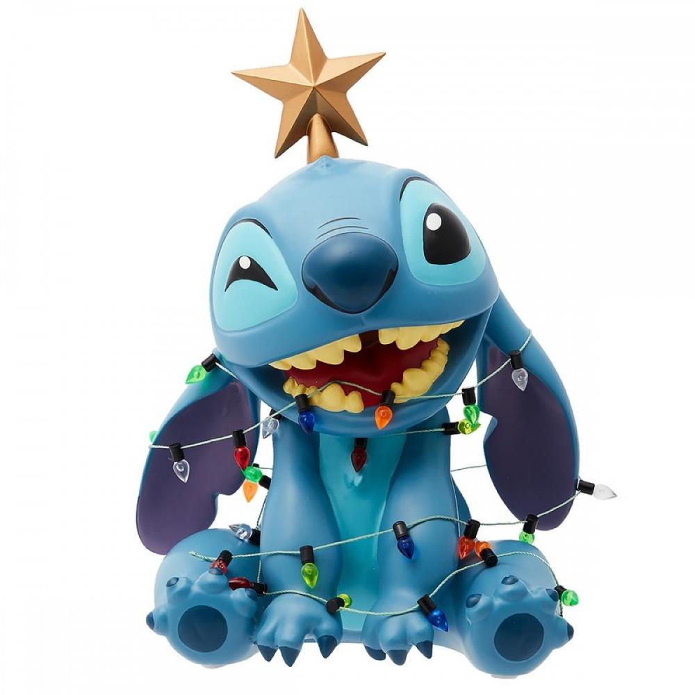 Figura Disney Showcase de Stitch enredado en luces navideñas