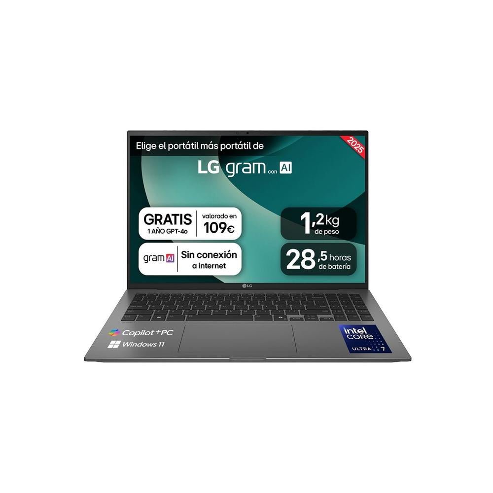 LG Gram 16Z90TL - Portátil Intel Core Ultra 7, 32GB RAM, 1TB SSD, WQXGA táctil