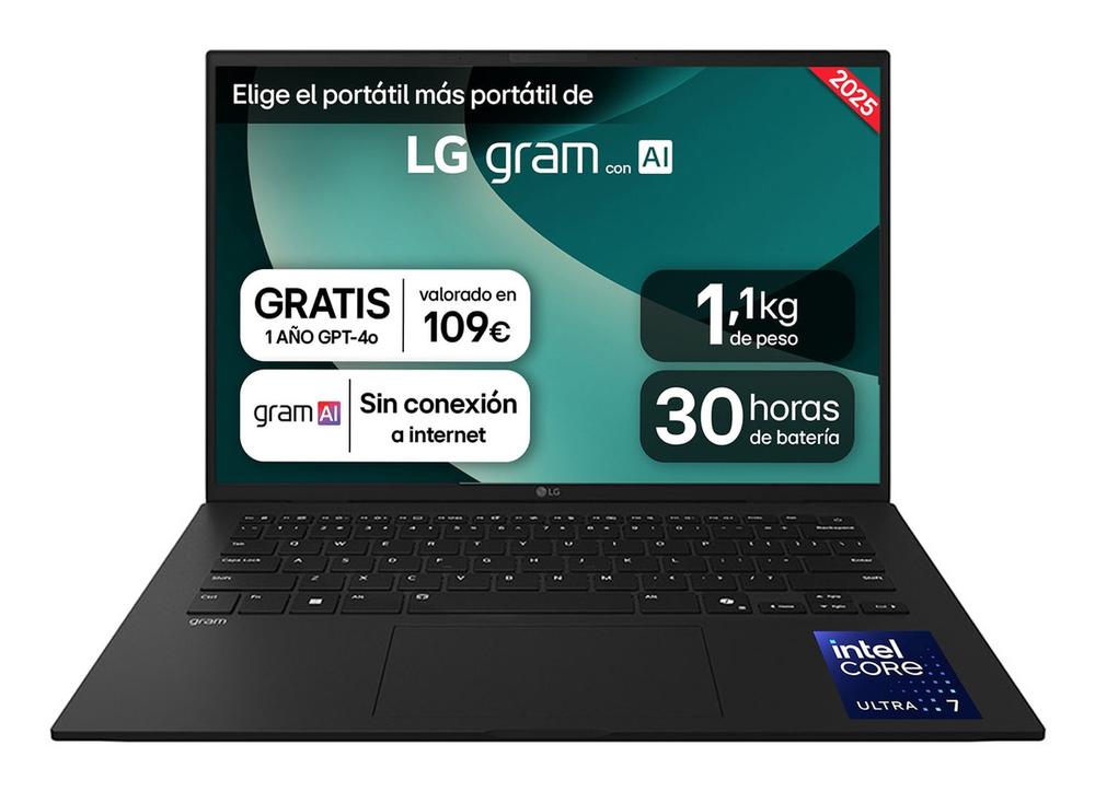 Portátil LG Gram 14ZD90T - Intel Core Ultra 7, 16GB RAM, 1TB SSD, 14 Pulgadas