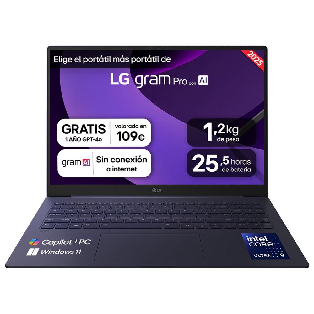 Portátil LG Gram Pro 16Z90TS - Intel Core Ultra 9, 32GB RAM, 1TB SSD, 16 Pulgadas