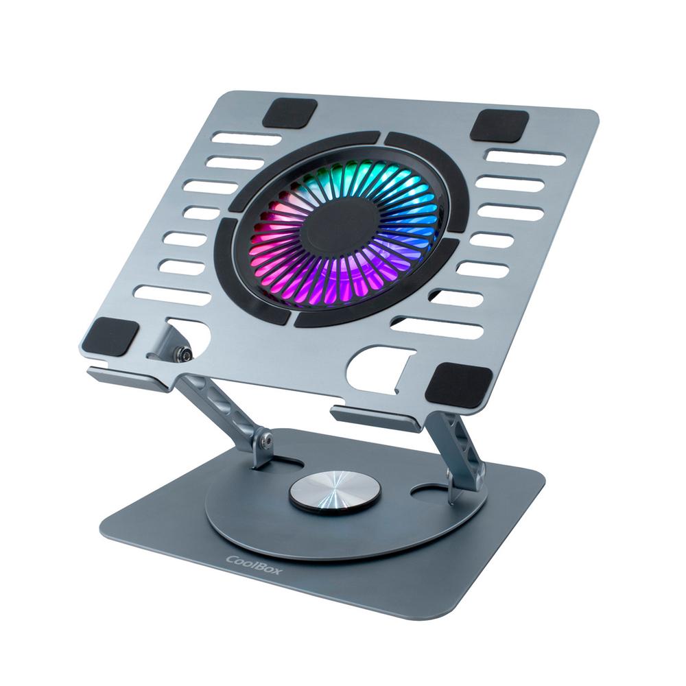 Soporte Refrigeración Coolbox Coolair 1VRGB Ajustable para Portátiles hasta 17"
