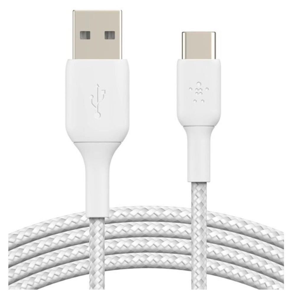 Cable Belkin BoostCharge USB-C a USB-A Trenzado 3m Blanco