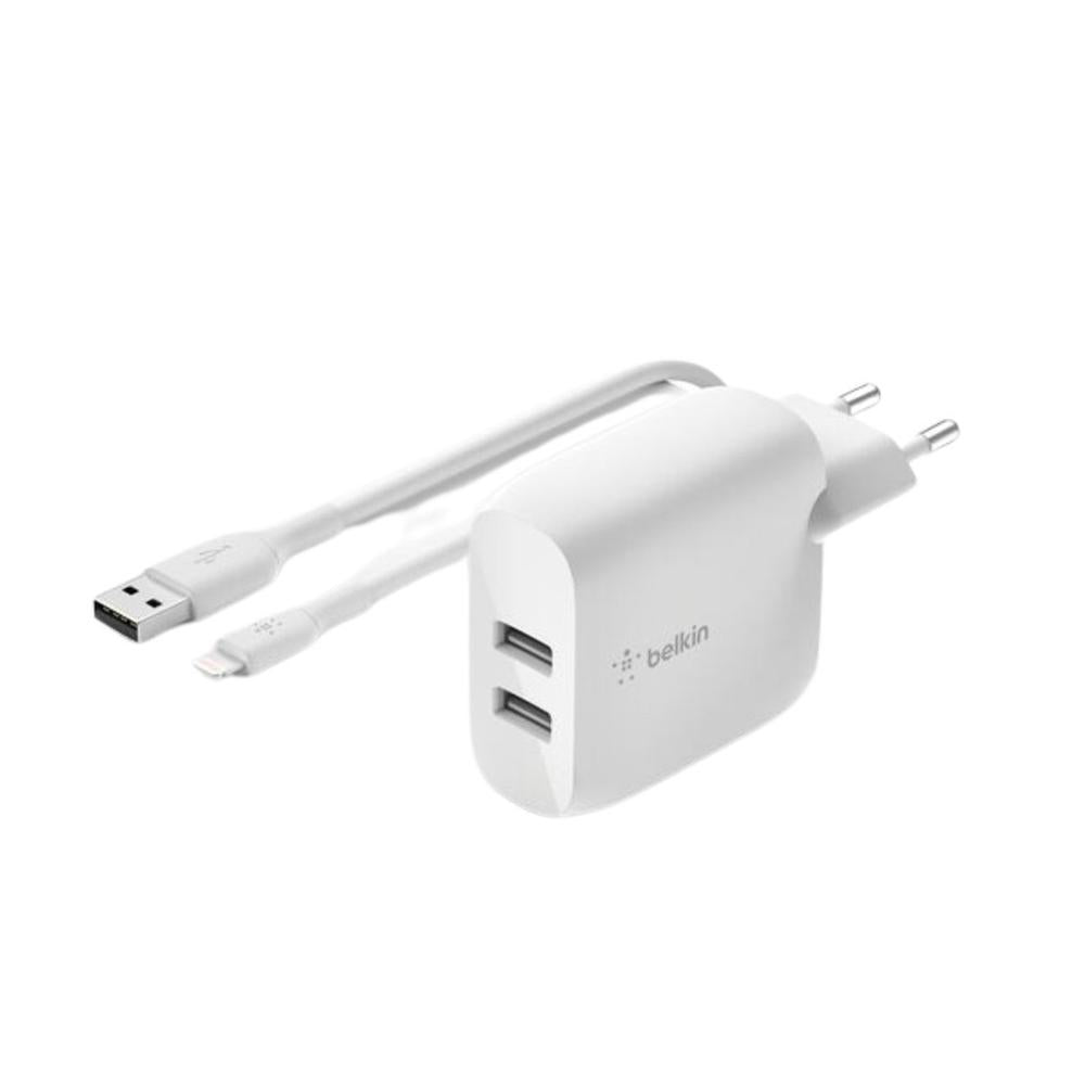 Cargador Belkin Duo 24W con Cable Lightning 1m - 2 Puertos USB-A