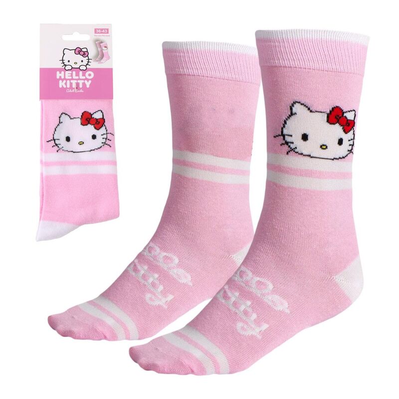 Calcetines Hello Kitty Rosa Bordados - Talla Única 36-43