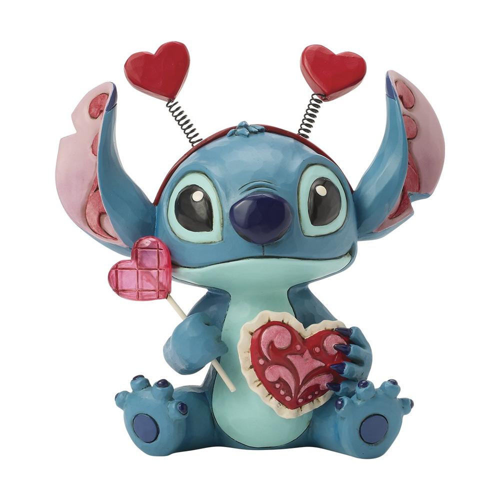Figura Enesco Disney Traditions Stitch San Valentín con Corazón y Chupachups