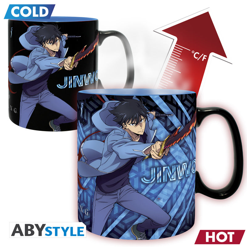 Taza Termocolora Jinwoo e Igris de Solo Leveling - 460 ml