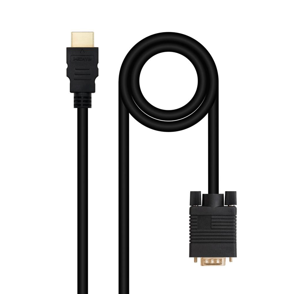 Cable Conversor HDMI a VGA Nanocable 1.8 m Negro - Conexión Fácil y Rápida