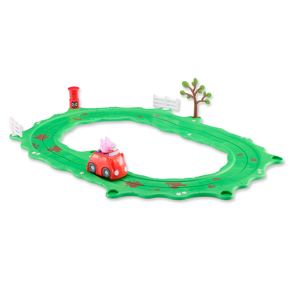 PEPPA PIG Circuito Cochecito Rojo con Cochecito Motorizado y Accesorios
