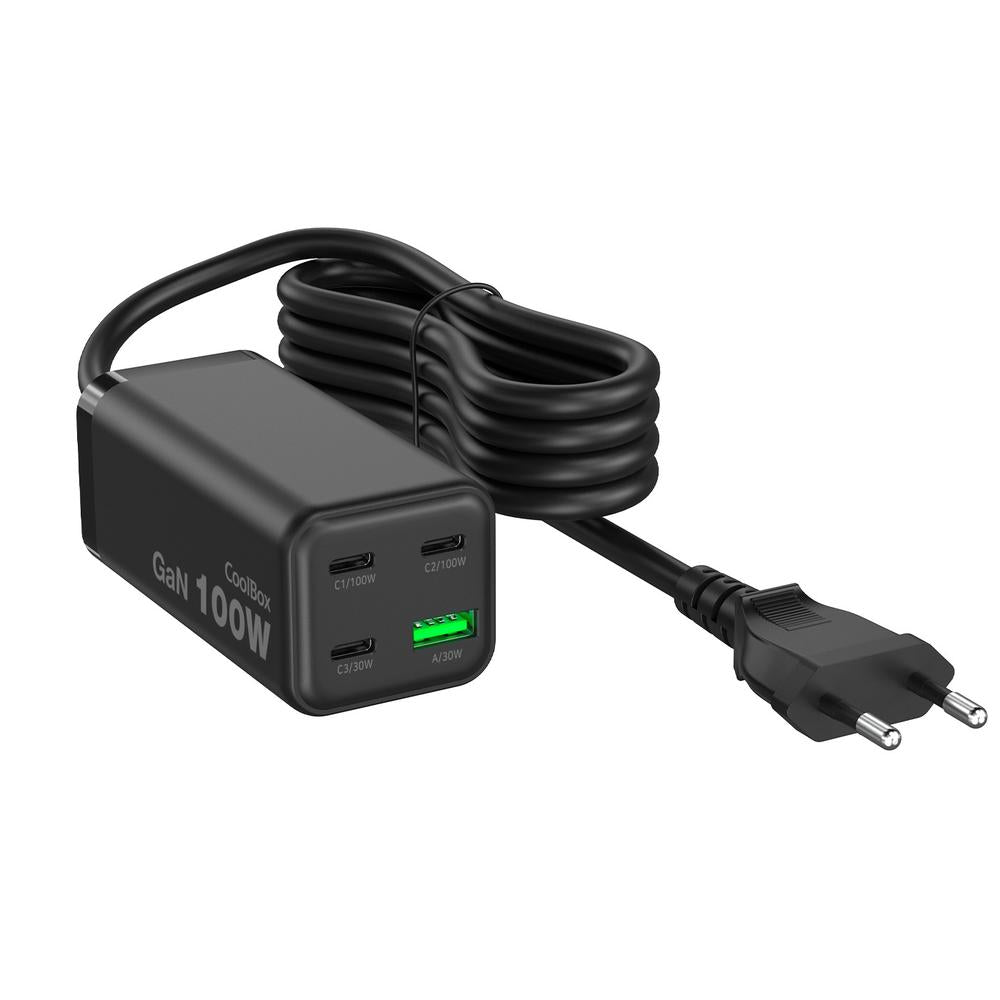 Estación de carga ChargeMaster 4 Pro USB 100W GaN 3x USB-C 1x USB-A negro cable 1.5m negro