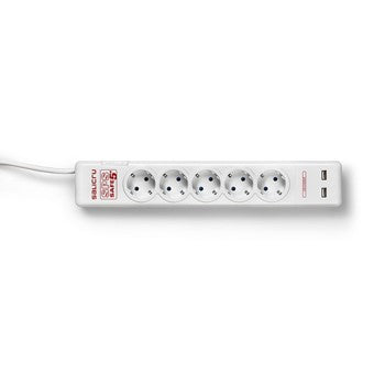 Regleta Salicru SPS SAFE 5+: 5 Tomas Schuko y 2 USB, Protección Avanzada