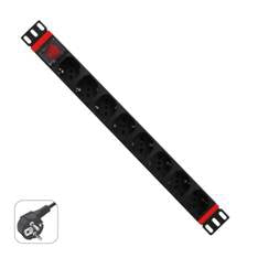 Regleta Rack WP 1U con 8 Enchufes Schuko y Interruptor de Seguridad
